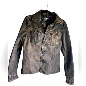 Renaur vintage distressed Biker jacket unisex size medium